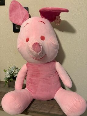 Disney Piglet Large Plush Winnie the Pooh Pink Stuffed Animal w/ Tag